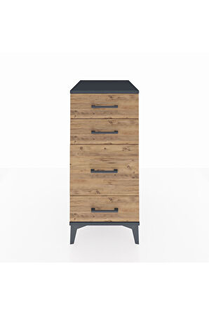 Kronos Komodin 4 Çekmeceli 44x59x96 Antrasit-Çam