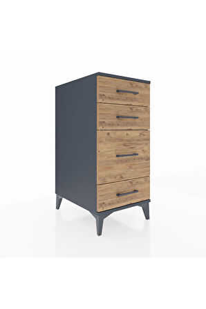 Kronos Komodin 4 Çekmeceli 44x59x96 Antrasit-Çam