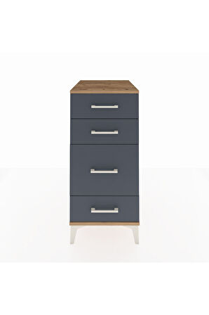 Kronos Komodin 4 Çekmeceli 44x59x96 Çam-Antrasit