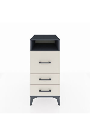 Kronos Komodin Tek Raflı 3 Çekmeceli 44x59x96 Antrasit-Aytaşı