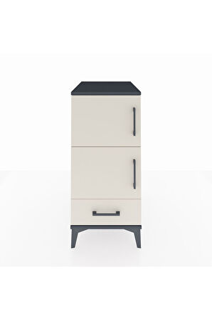 Kronos Komodin 4 Raflı Tek Çekmeceli Tek Kapaklı 44x59x96 Antrasit-Aytaşı