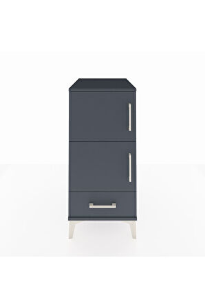 Kronos Komodin 4 Raflı Tek Çekmeceli Tek Kapaklı 44x59x96 Antrasit-Antrasit