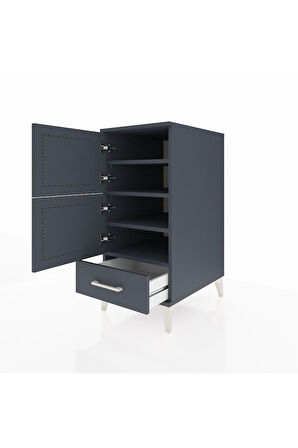 Kronos Komodin 4 Raflı Tek Çekmeceli Tek Kapaklı 44x59x96 Antrasit-Antrasit