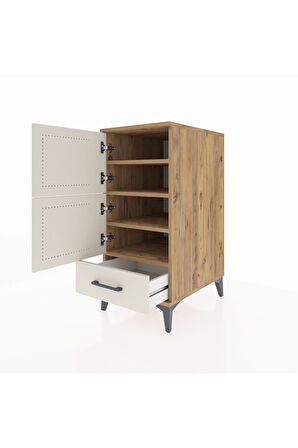 Kronos Komodin 4 Raflı Tek Çekmeceli Tek Kapaklı 44x59x96 Çam-Aytaşı