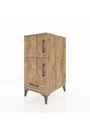 Kronos Komodin 4 Raflı Tek Çekmeceli Tek Kapaklı 44x59x96 Çam-Çam