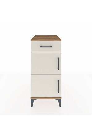 Kronos Komodin Tek Raflı Tek Çekmeceli 2 Kapaklı 44x59x96 Çam-Aytaşı