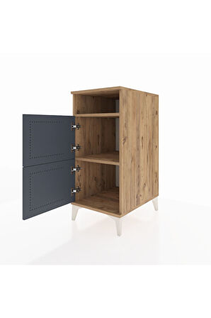 Kronos Komodin 2 Raflı 2 Kapaklı 44x59x96 Çam-Antrasit