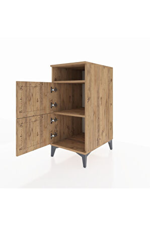 Kronos Komodin 2 Raflı 2 Kapaklı 44x59x96 Çam-Çam