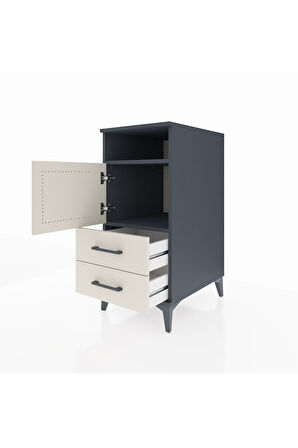 Kronos Komodin 2 Raflı 2 Çekmeceli Tek Kapaklı 44x59x96 Antrasit-Aytaşı