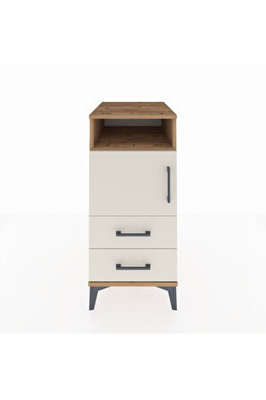 Kronos Komodin 2 Raflı 2 Çekmeceli Tek Kapaklı 44x59x96 Çam-Aytaşı