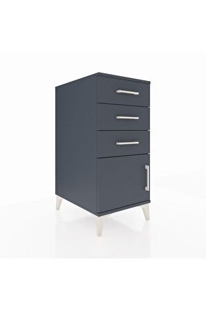 Kronos Komodin 3 Çekmeceli Tek Kapaklı 44x59x96 Antrasit-Antrasit
