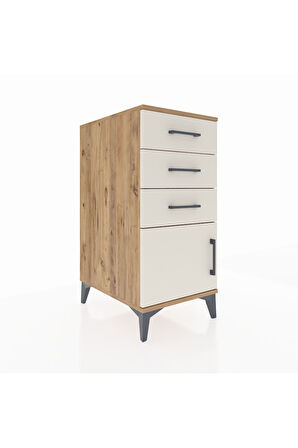 Kronos Komodin 3 Çekmeceli Tek Kapaklı 44x59x96 Çam-Aytaşı