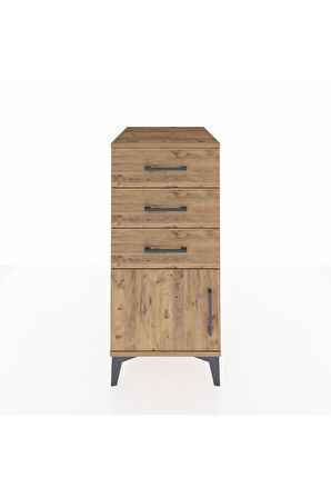 Kronos Komodin 3 Çekmeceli Tek Kapaklı 44x59x96 Çam-Çam