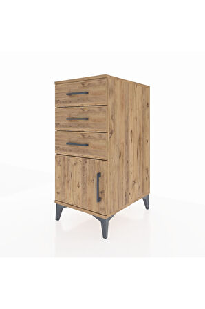 Kronos Komodin 3 Çekmeceli Tek Kapaklı 44x59x96 Çam-Çam