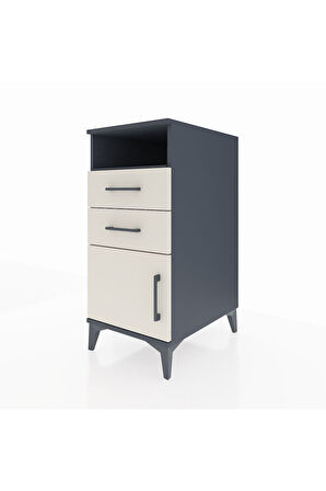 Kronos Komodin Tek Raflı 2 Çekmeceli Tek Kapaklı 44x59x96 Antrasit-Aytaşı