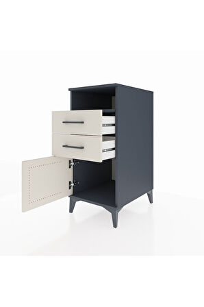 Kronos Komodin Tek Raflı 2 Çekmeceli Tek Kapaklı 44x59x96 Antrasit-Aytaşı