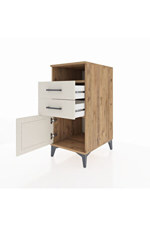 Kronos Komodin Tek Raflı 2 Çekmeceli Tek Kapaklı 44x59x96 Çam-Aytaşı