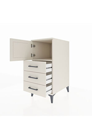 Kronos Komodin Tek Raflı 3 Çekmeceli Tek Kapaklı 44x59x96 Aytaşı-Aytaşı