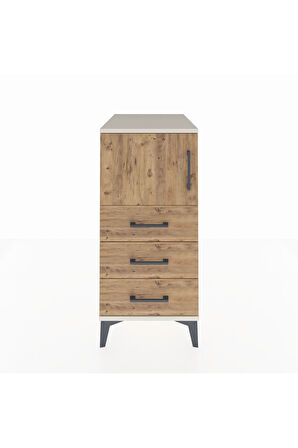 Kronos Komodin Tek Raflı 3 Çekmeceli Tek Kapaklı 44x59x96 Aytaşı-Çam