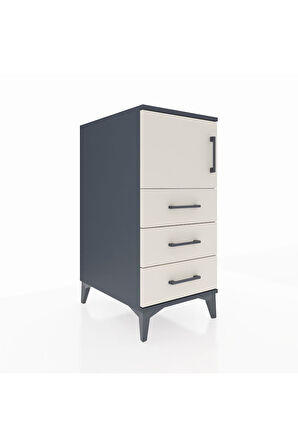 Kronos Komodin Tek Raflı 3 Çekmeceli Tek Kapaklı 44x59x96 Antrasit-Aytaşı