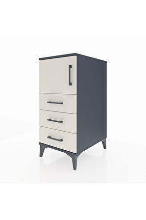 Kronos Komodin Tek Raflı 3 Çekmeceli Tek Kapaklı 44x59x96 Antrasit-Aytaşı