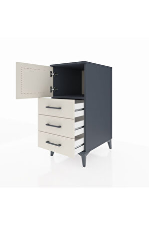 Kronos Komodin Tek Raflı 3 Çekmeceli Tek Kapaklı 44x59x96 Antrasit-Aytaşı