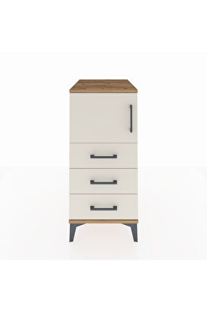 Kronos Komodin Tek Raflı 3 Çekmeceli Tek Kapaklı 44x59x96 Çam-Aytaşı