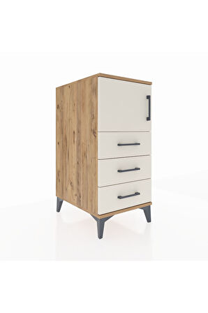 Kronos Komodin Tek Raflı 3 Çekmeceli Tek Kapaklı 44x59x96 Çam-Aytaşı