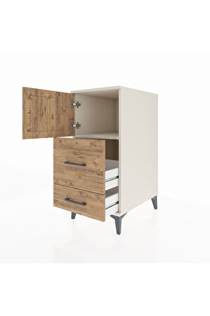 Kronos Komodin Tek Raflı 2 Çekmeceli Tek Kapaklı 44x59x96 Aytaşı-Çam