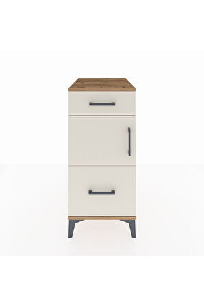 Kronos Komodin Tek Raflı 2 Çekmeceli Tek Kapaklı 44x59x96 Çam-Aytaşı