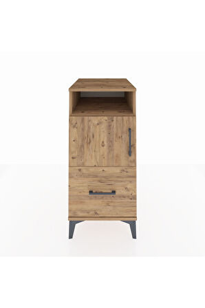 Kronos Komodin 2 Raflı Tek Çekmeceli Tek Kapaklı 44x59x96 Çam-Çam