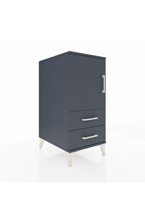 Kronos Komodin 2 Raflı 2 Çekmeceli Tek Kapaklı 44x59x96 Antrasit-Antrasit