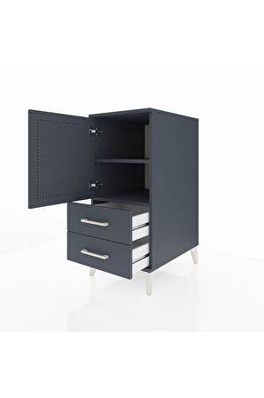 Kronos Komodin 2 Raflı 2 Çekmeceli Tek Kapaklı 44x59x96 Antrasit-Antrasit