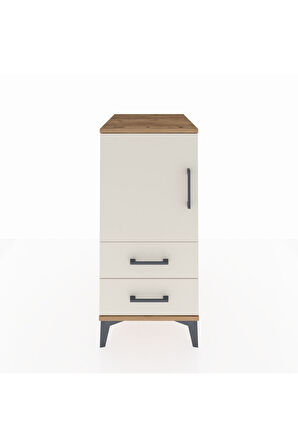 Kronos Komodin 2 Raflı 2 Çekmeceli Tek Kapaklı 44x59x96 Çam-Aytaşı