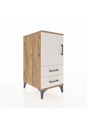 Kronos Komodin 2 Raflı 2 Çekmeceli Tek Kapaklı 44x59x96 Çam-Aytaşı