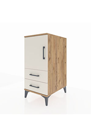 Kronos Komodin 2 Raflı 2 Çekmeceli Tek Kapaklı 44x59x96 Çam-Aytaşı