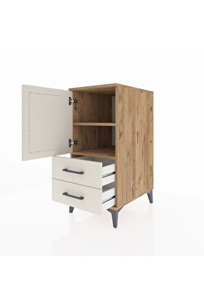 Kronos Komodin 2 Raflı 2 Çekmeceli Tek Kapaklı 44x59x96 Çam-Aytaşı