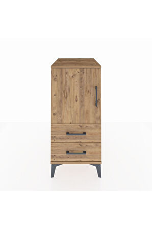 Kronos Komodin 2 Raflı 2 Çekmeceli Tek Kapaklı 44x59x96 Çam-Çam