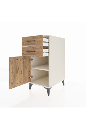 Kronos Komodin Tek Raflı 2 Çekmeceli Tek Kapaklı 44x59x96 Aytaşı-Çam
