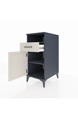 Kronos Komodin 2 Raflı Tek Çekmeceli Tek Kapaklı 44x59x96 Antrasit-Aytaşı