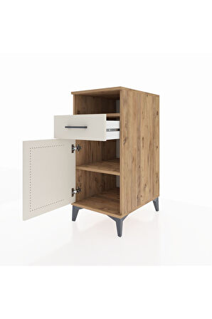 Kronos Komodin 2 Raflı Tek Çekmeceli Tek Kapaklı 44x59x96 Çam-Aytaşı