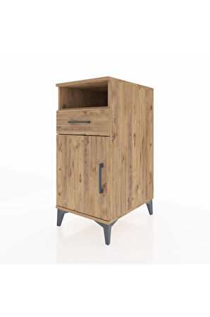 Kronos Komodin 2 Raflı Tek Çekmeceli Tek Kapaklı 44x59x96 Çam-Çam