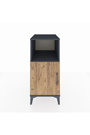 Kronos Komodin 2 Raflı Tek Kapaklı 44x59x96 Antrasit-Çam