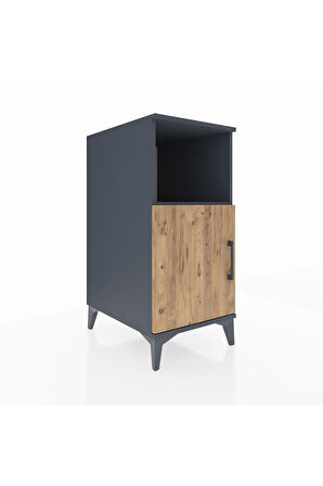 Kronos Komodin 2 Raflı Tek Kapaklı 44x59x96 Antrasit-Çam