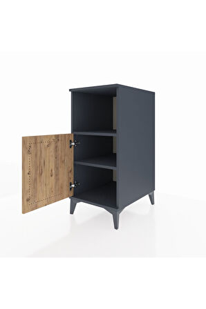 Kronos Komodin 2 Raflı Tek Kapaklı 44x59x96 Antrasit-Çam