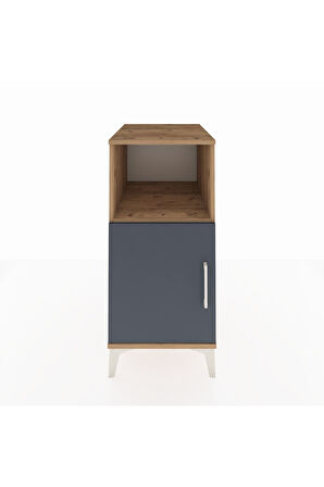 Kronos Komodin 2 Raflı Tek Kapaklı 44x59x96 Çam-Antrasit