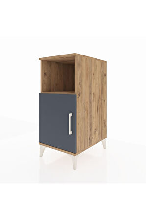 Kronos Komodin 2 Raflı Tek Kapaklı 44x59x96 Çam-Antrasit