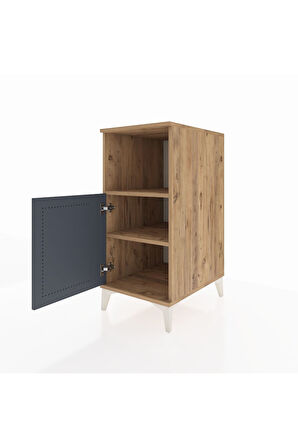 Kronos Komodin 2 Raflı Tek Kapaklı 44x59x96 Çam-Antrasit