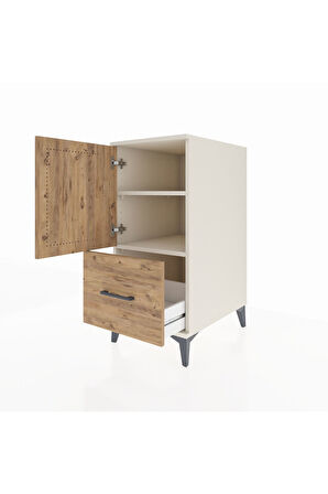 Kronos Komodin 2 Raflı Tek Çekmeceli Tek Kapaklı 44x59x96 Aytaşı-Çam