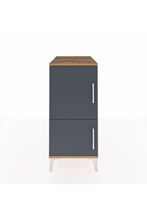 Kronos Komodin 3 Raflı 2 Kapaklı 44x59x96 Çam-Antrasit